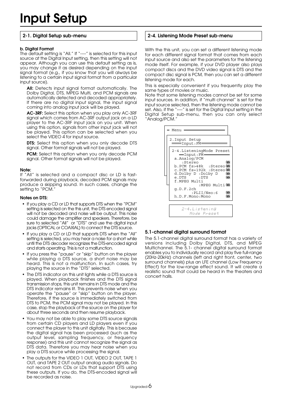 Input setup | Integra DTR-9.1 User Manual | Page 82 / 92