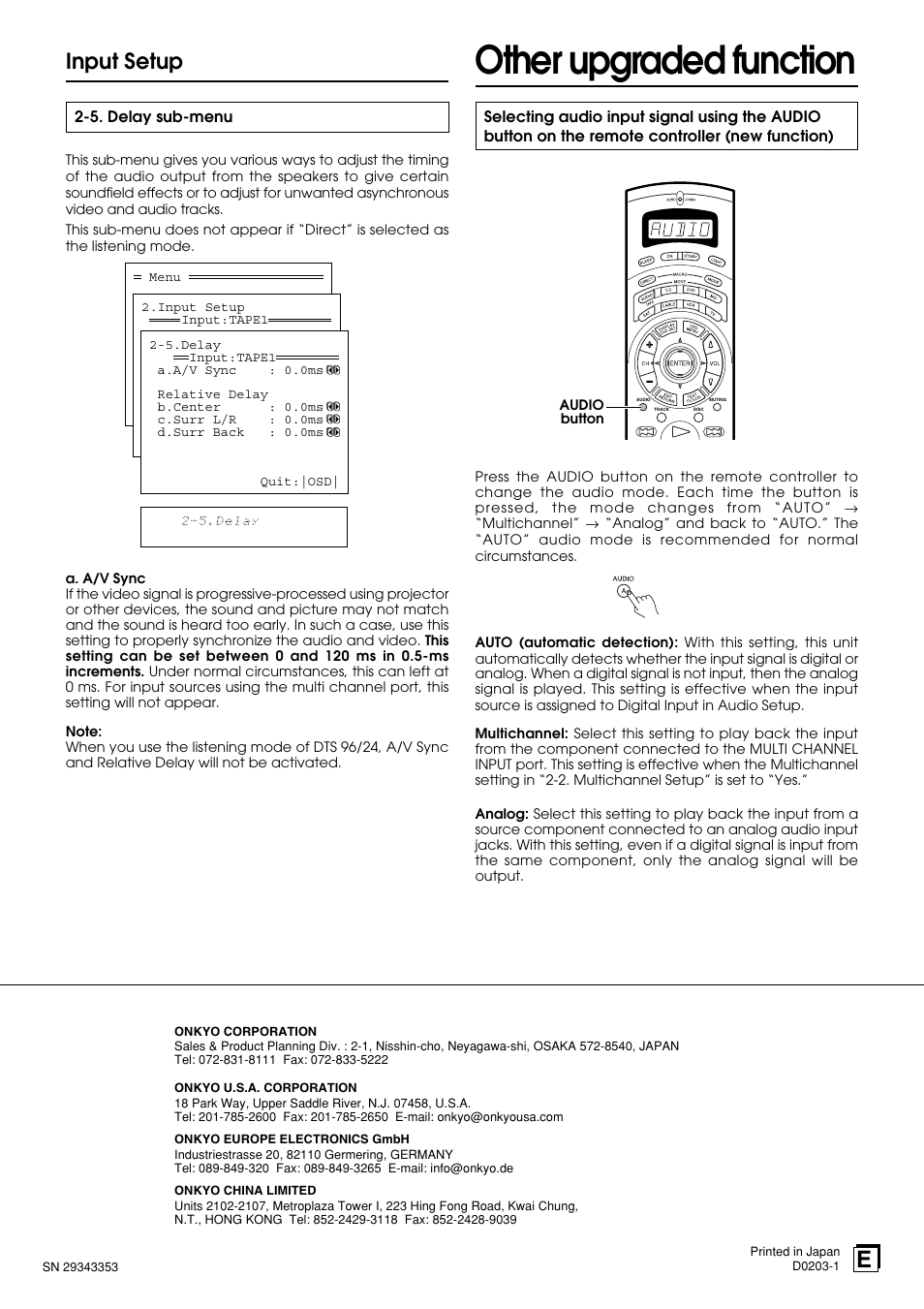 Other upgraded function, Input setup | Integra DTR-9.1 User Manual | Page 92 / 92