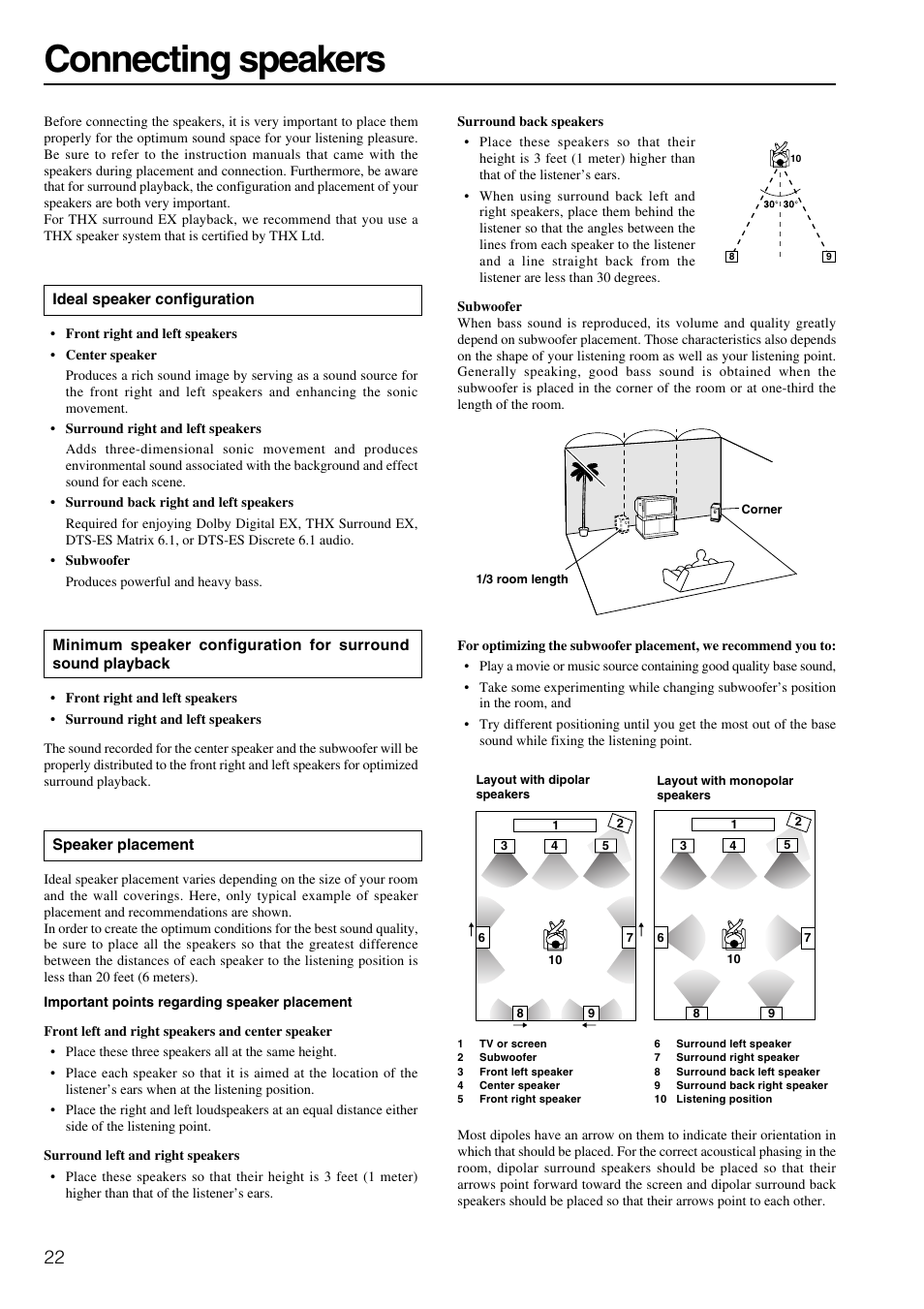 Connecting speakers | Integra DTR-8.3 User Manual | Page 22 / 96
