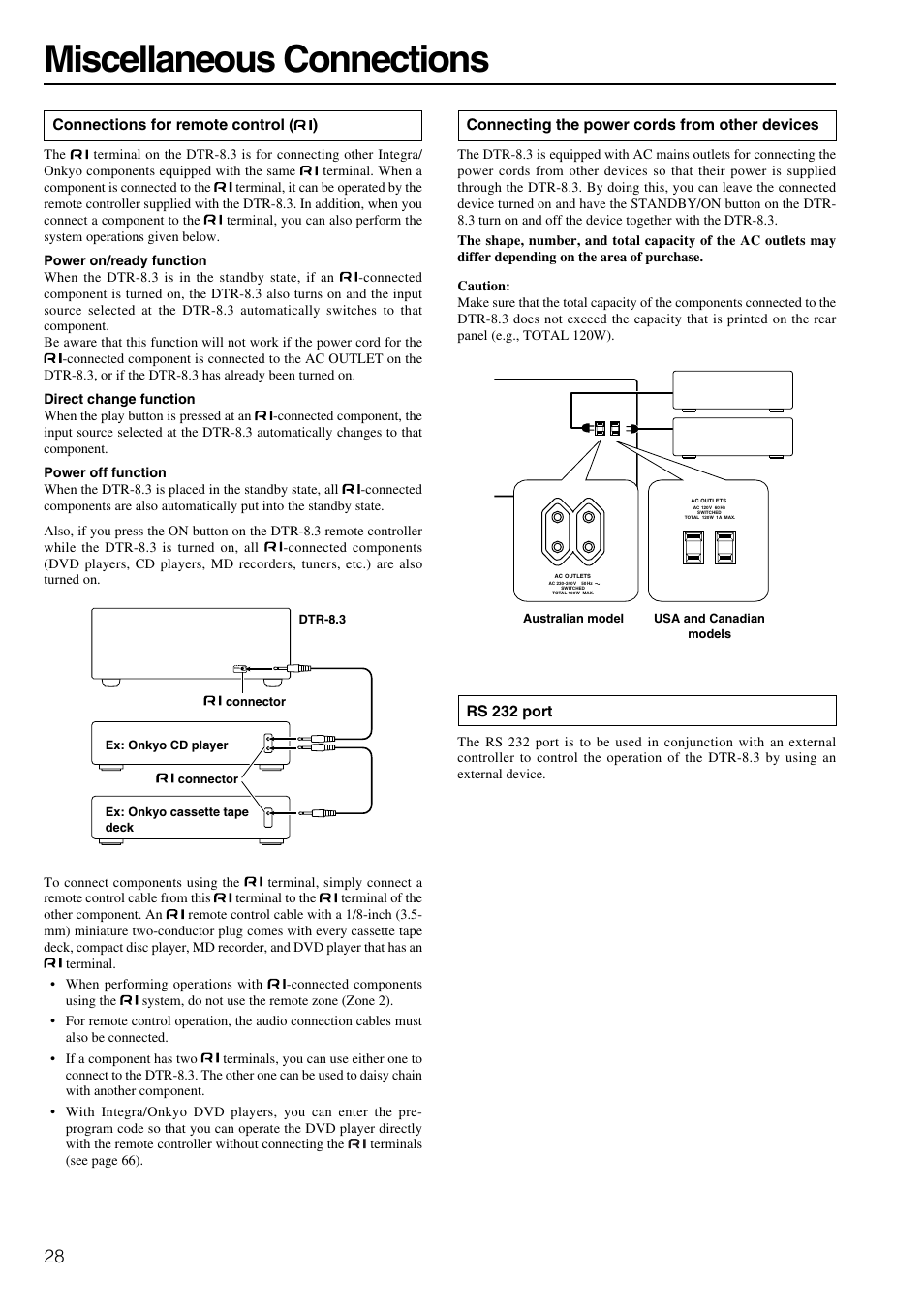 Miscellaneous connections | Integra DTR-8.3 User Manual | Page 28 / 96