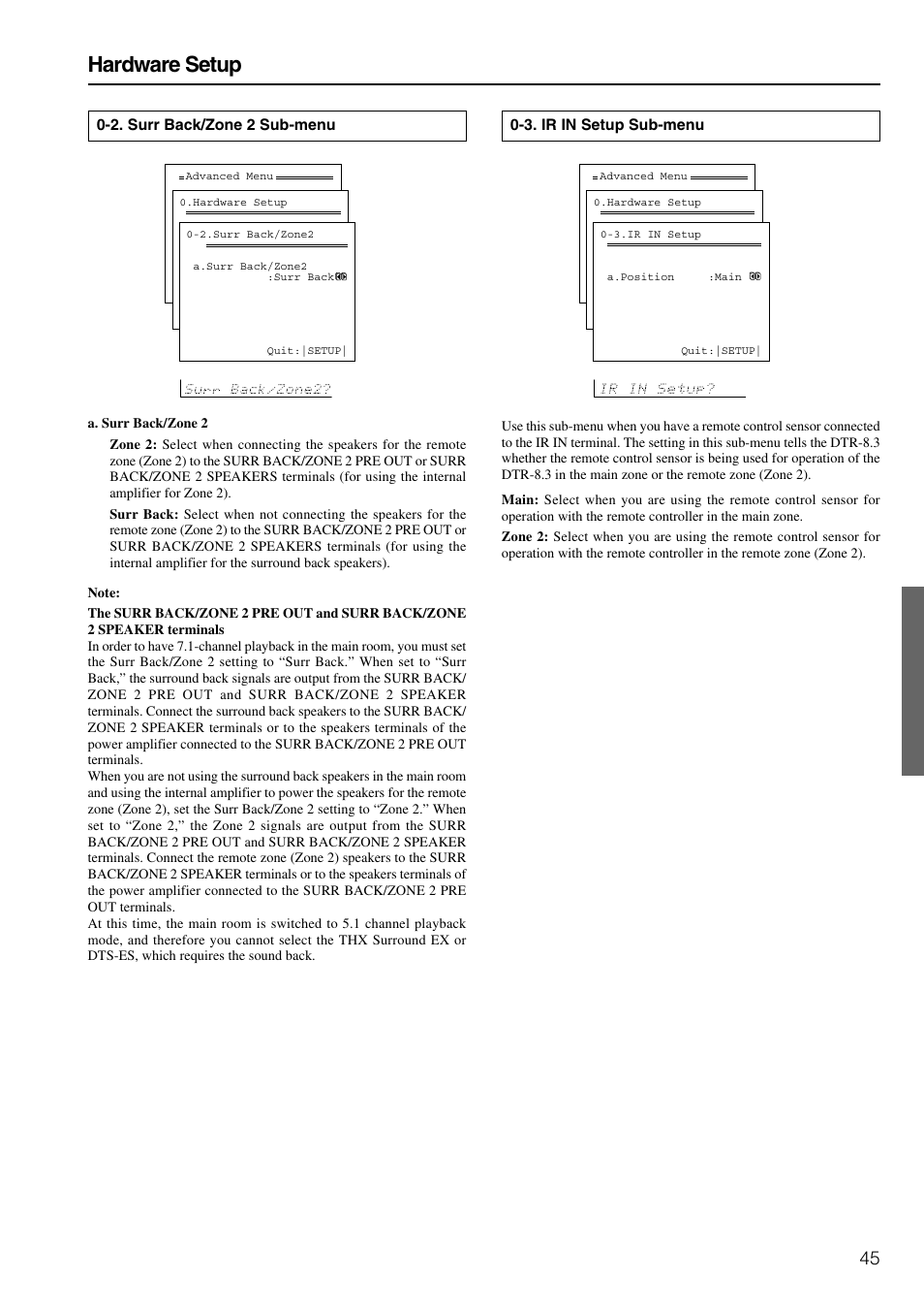 Hardware setup | Integra DTR-8.3 User Manual | Page 45 / 96