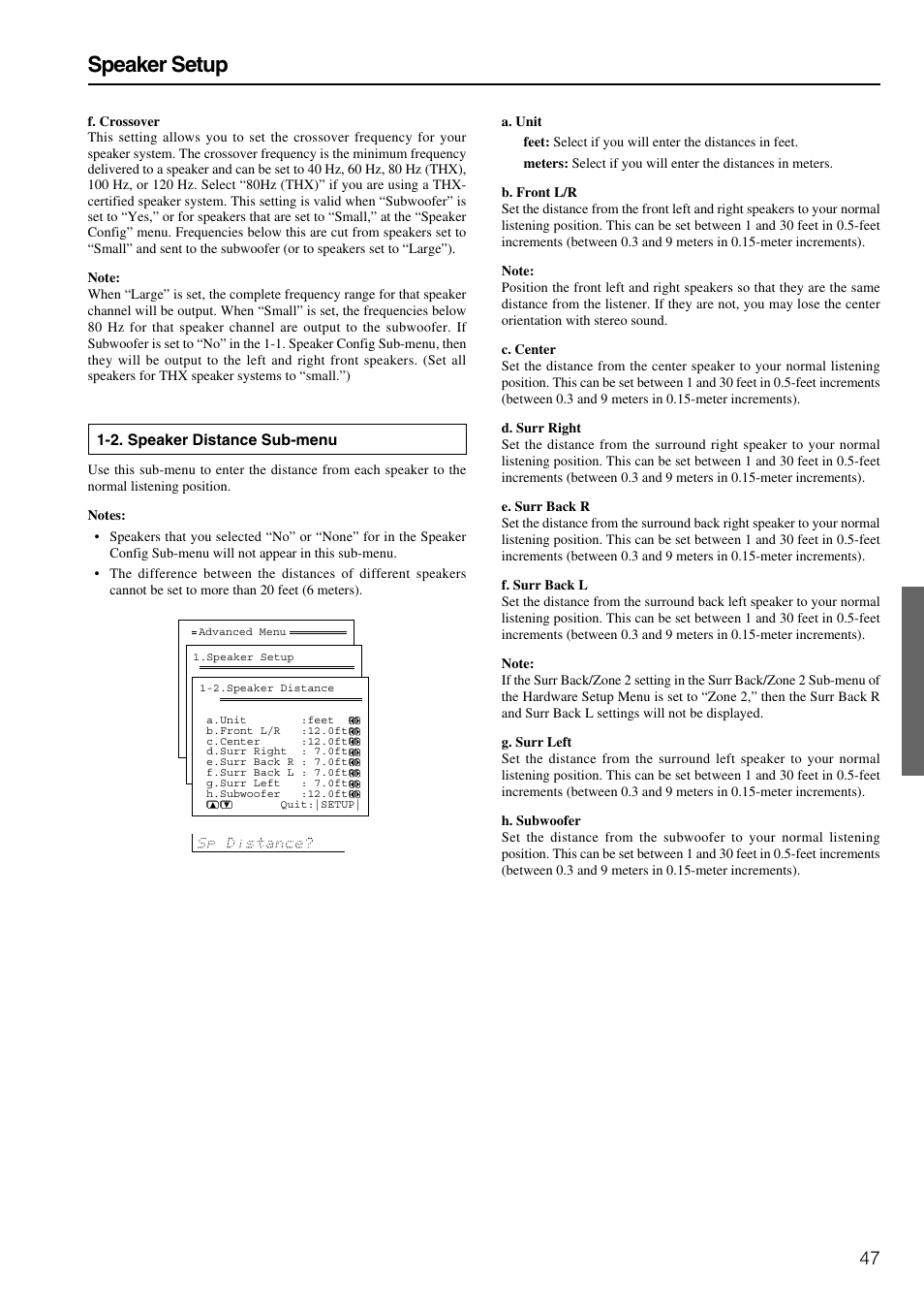Speaker setup | Integra DTR-8.3 User Manual | Page 47 / 96