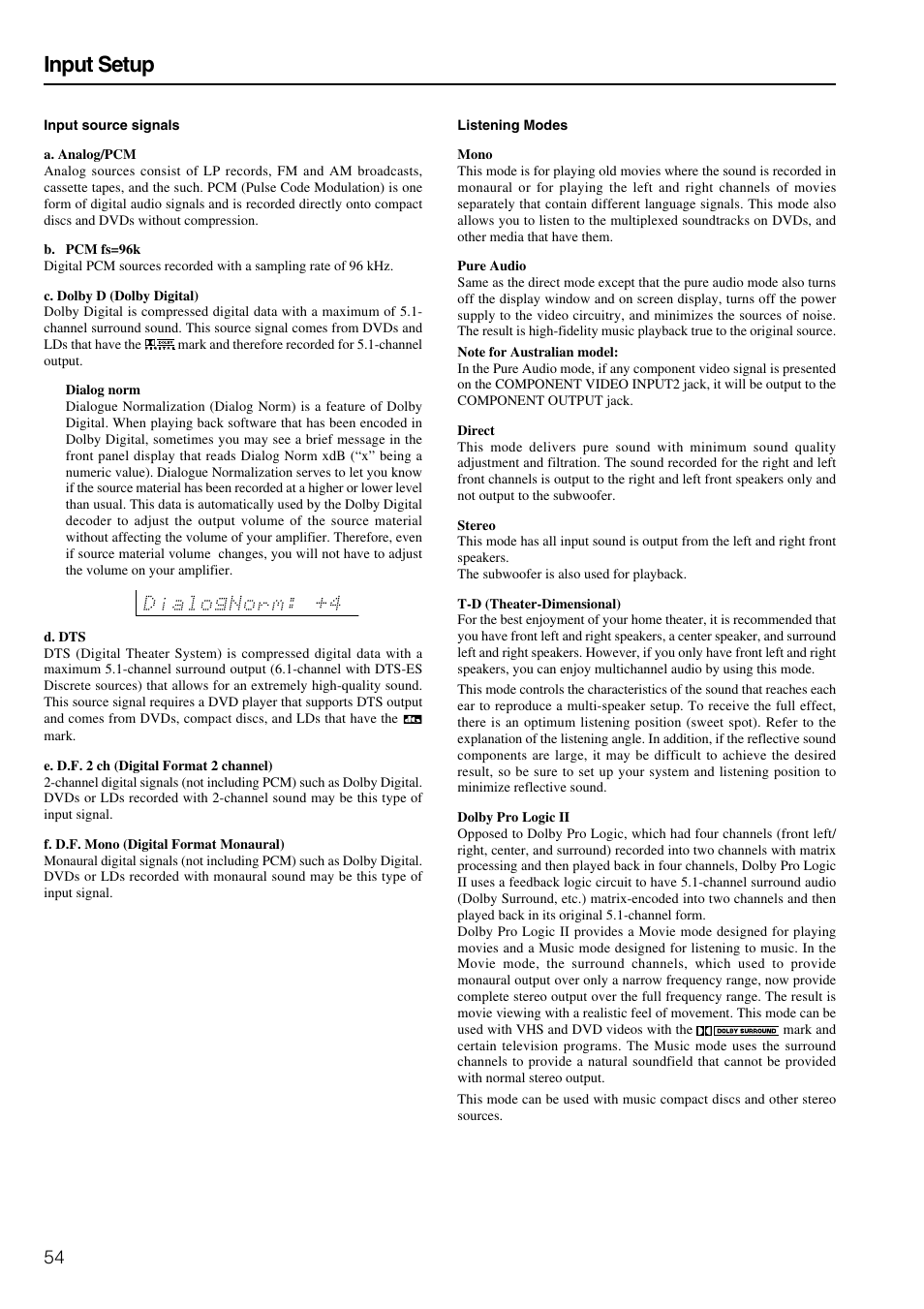 Input setup | Integra DTR-8.3 User Manual | Page 54 / 96