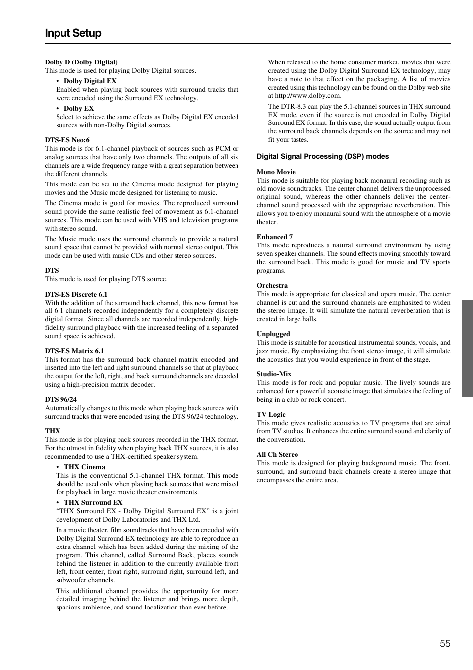 Input setup | Integra DTR-8.3 User Manual | Page 55 / 96