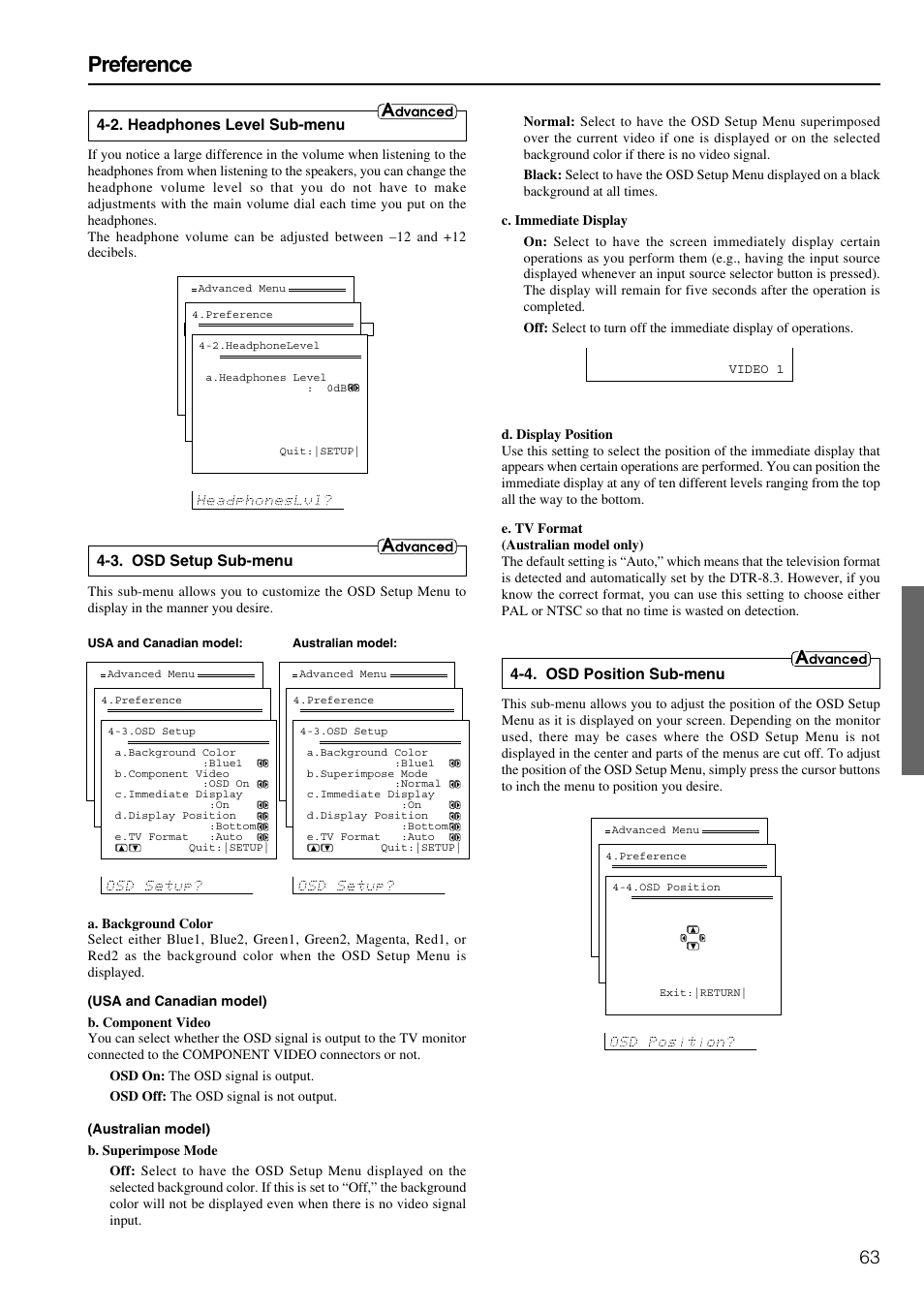 Preference | Integra DTR-8.3 User Manual | Page 63 / 96