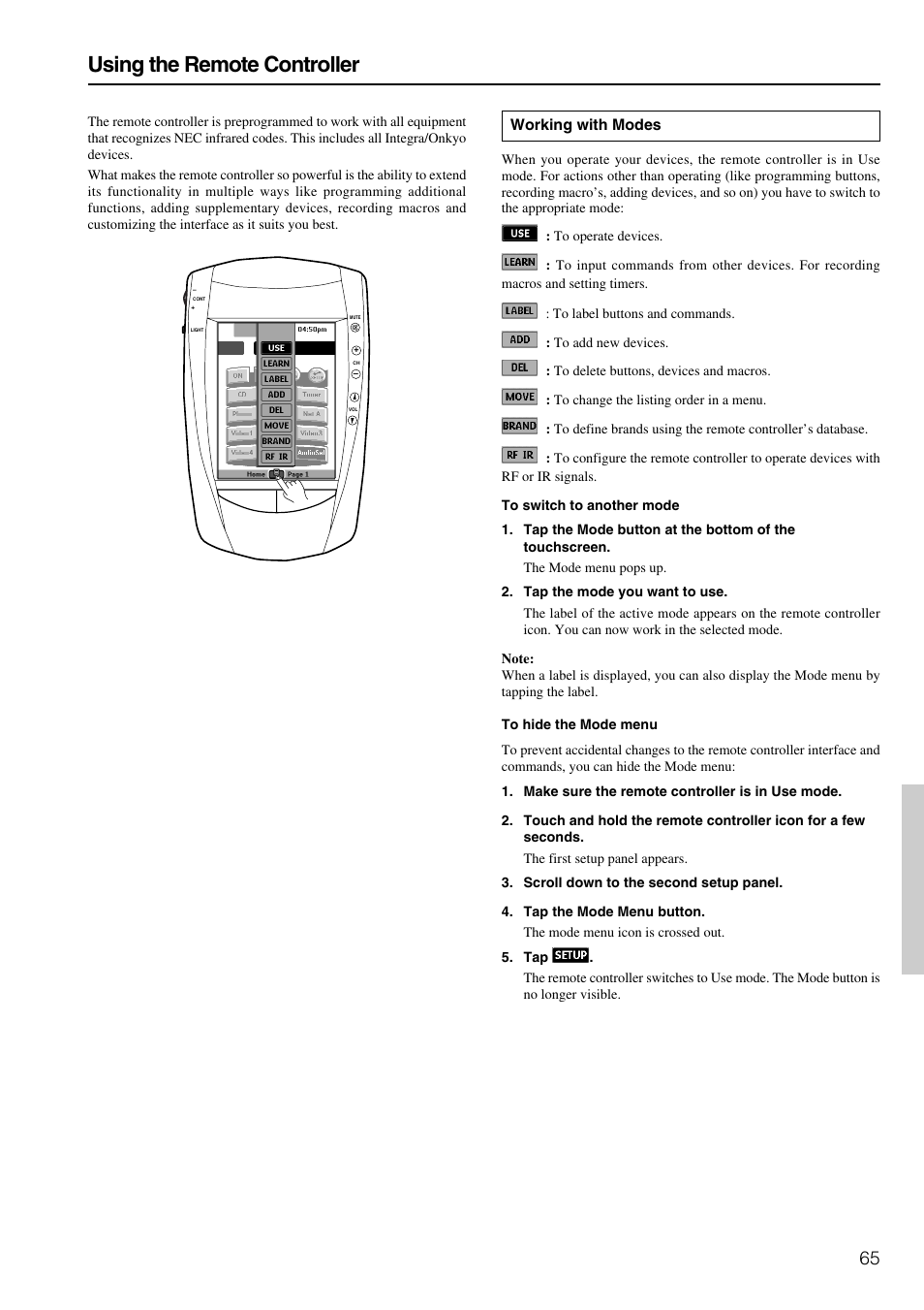 Using the remote controller | Integra DTR-8.3 User Manual | Page 65 / 96