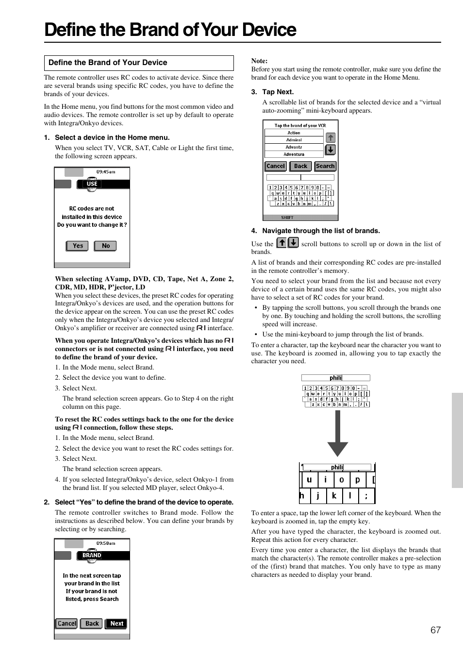Define the brand of your device | Integra DTR-8.3 User Manual | Page 67 / 96