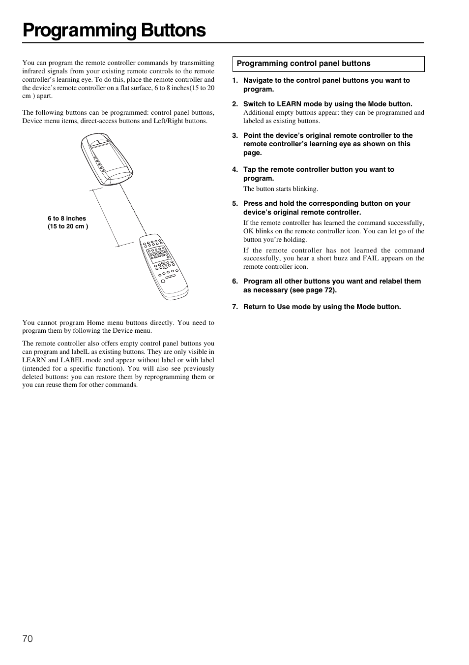 Programming buttons | Integra DTR-8.3 User Manual | Page 70 / 96