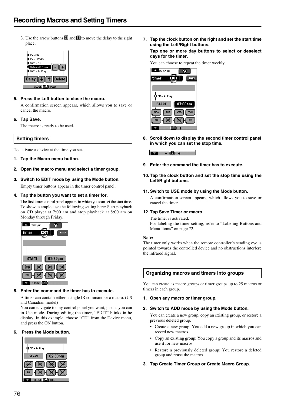 Recording macros and setting timers | Integra DTR-8.3 User Manual | Page 76 / 96