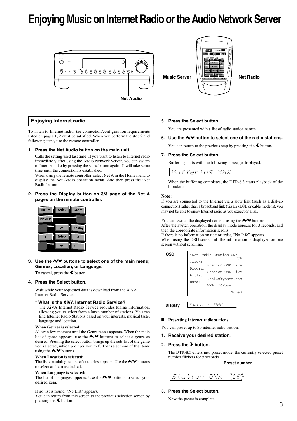 Enjoying internet radio | Integra DTR-8.3 User Manual | Page 91 / 96