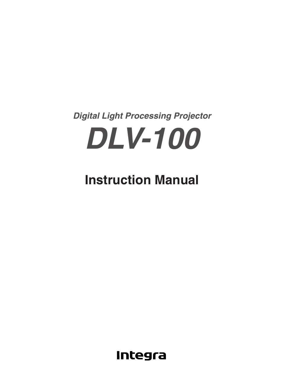 Integra DLV-100 User Manual | 52 pages