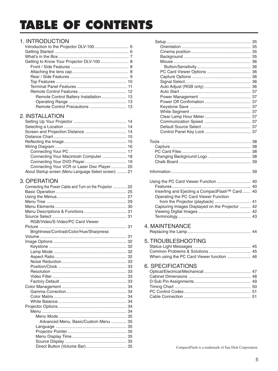 Integra DLV-100 User Manual | Page 5 / 52