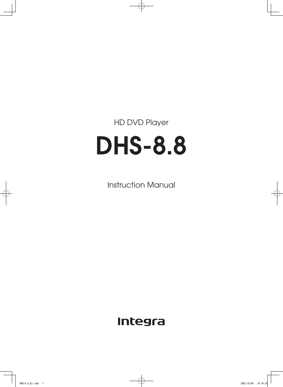 Integra DHS-8.8 User Manual | 52 pages