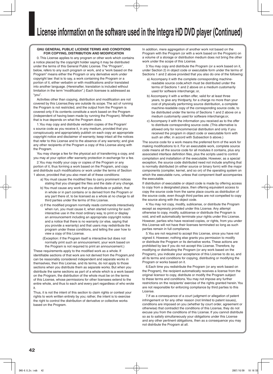 Integra DHS-8.8 User Manual | Page 42 / 52
