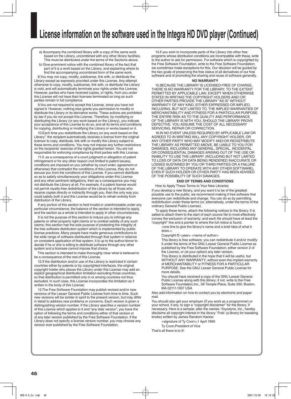 Integra DHS-8.8 User Manual | Page 46 / 52