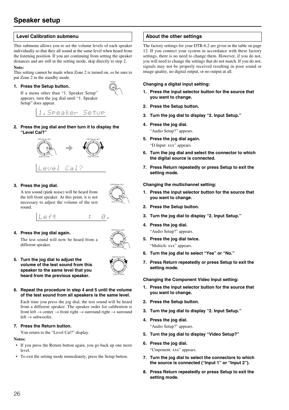 Speaker setup | Integra DTR-6.2 User Manual | Page 26 / 64