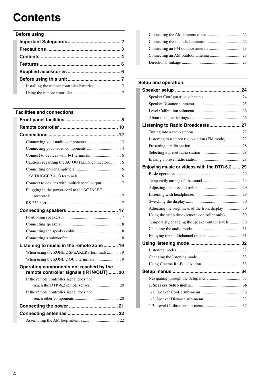 Integra DTR-6.2 User Manual | Page 4 / 64