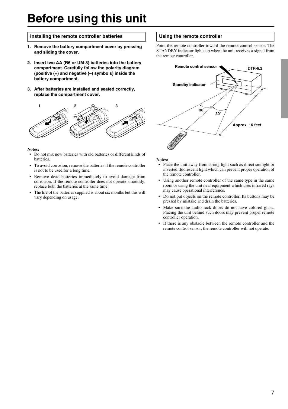 Before using this unit | Integra DTR-6.2 User Manual | Page 7 / 64