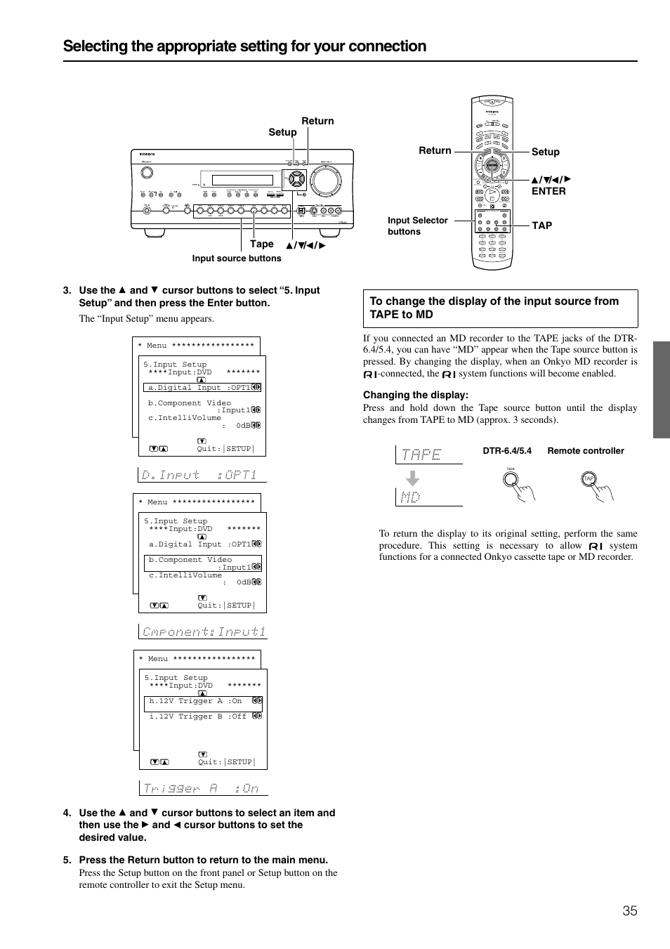 Input source buttons input selector buttons, Dtr-6.4/5.4 remote controller | Integra DTR-6.4/5.4 User Manual | Page 35 / 80