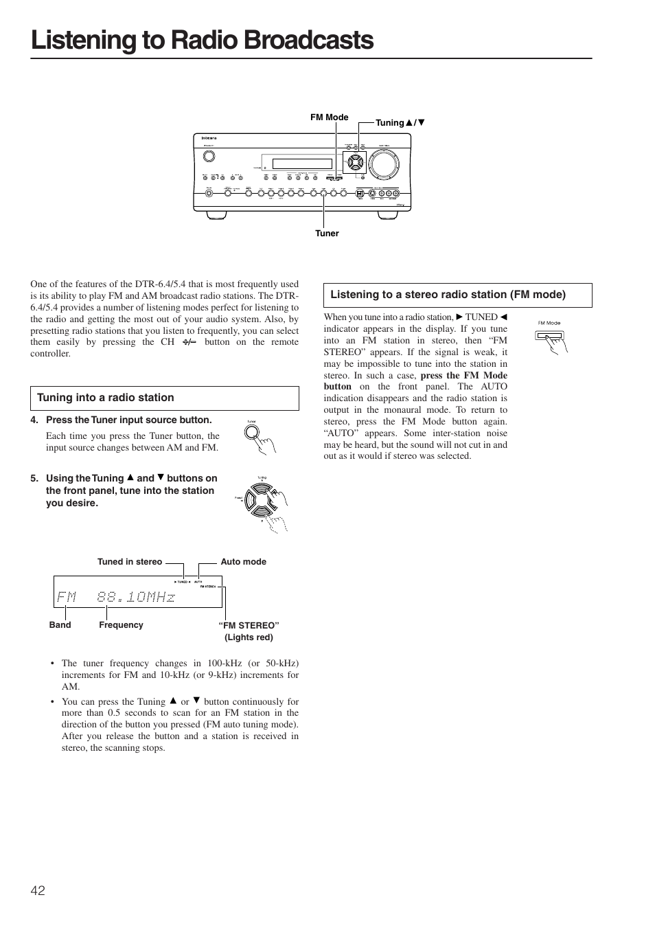 Listening to radio broadcasts | Integra DTR-6.4/5.4 User Manual | Page 42 / 80