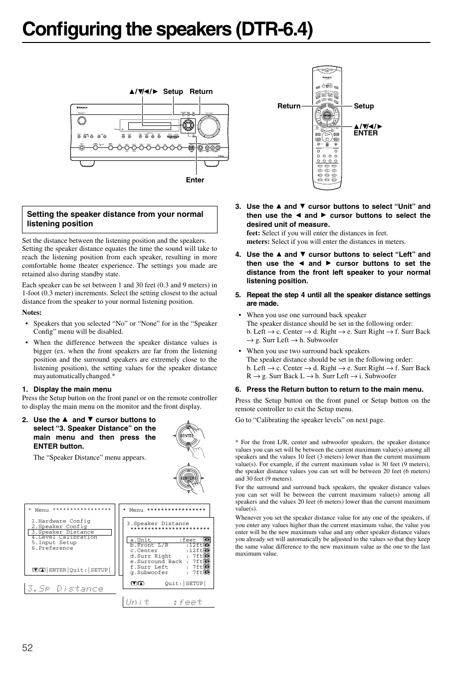 Configuring the speakers (dtr-6.4) | Integra DTR-6.4/5.4 User Manual | Page 52 / 80