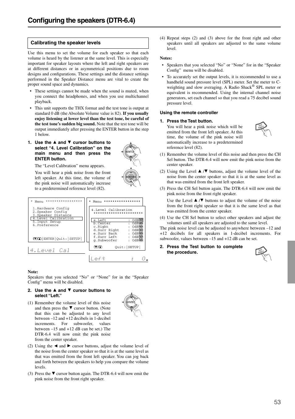 Configuring the speakers (dtr-6.4) | Integra DTR-6.4/5.4 User Manual | Page 53 / 80