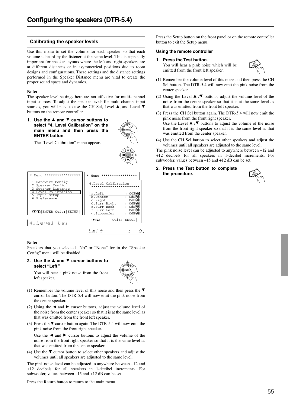 Configuring the speakers (dtr-5.4) | Integra DTR-6.4/5.4 User Manual | Page 55 / 80