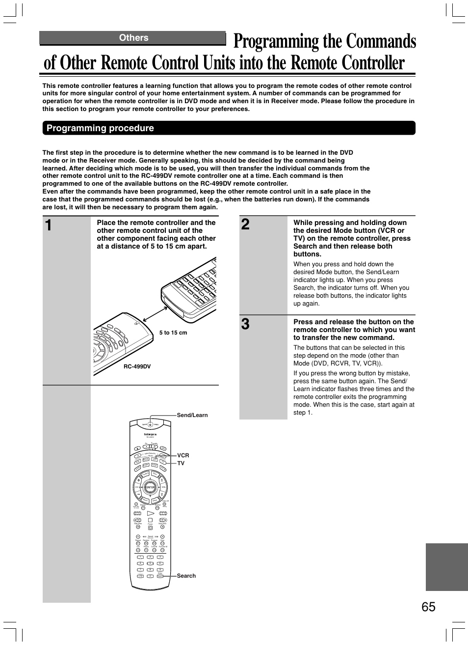 Programming procedure, Others | Integra DPS-8.3 User Manual | Page 65 / 76