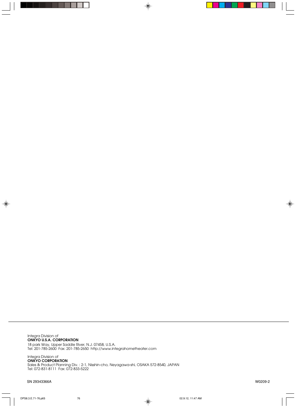 Integra DPS-8.3 User Manual | Page 76 / 76