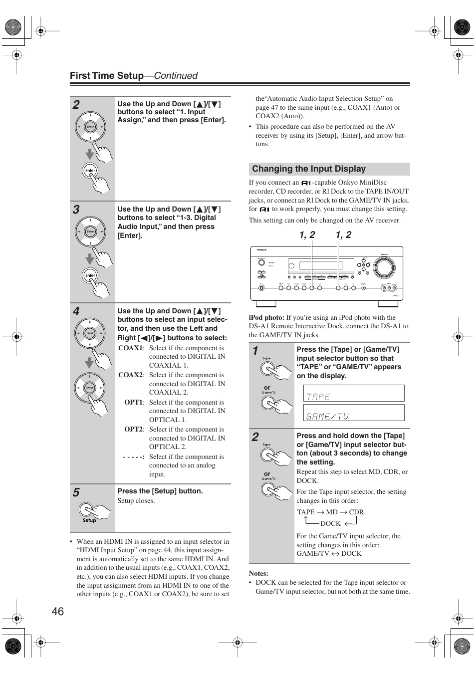 Changing the input display | Integra DTR-5.9 User Manual | Page 46 / 116