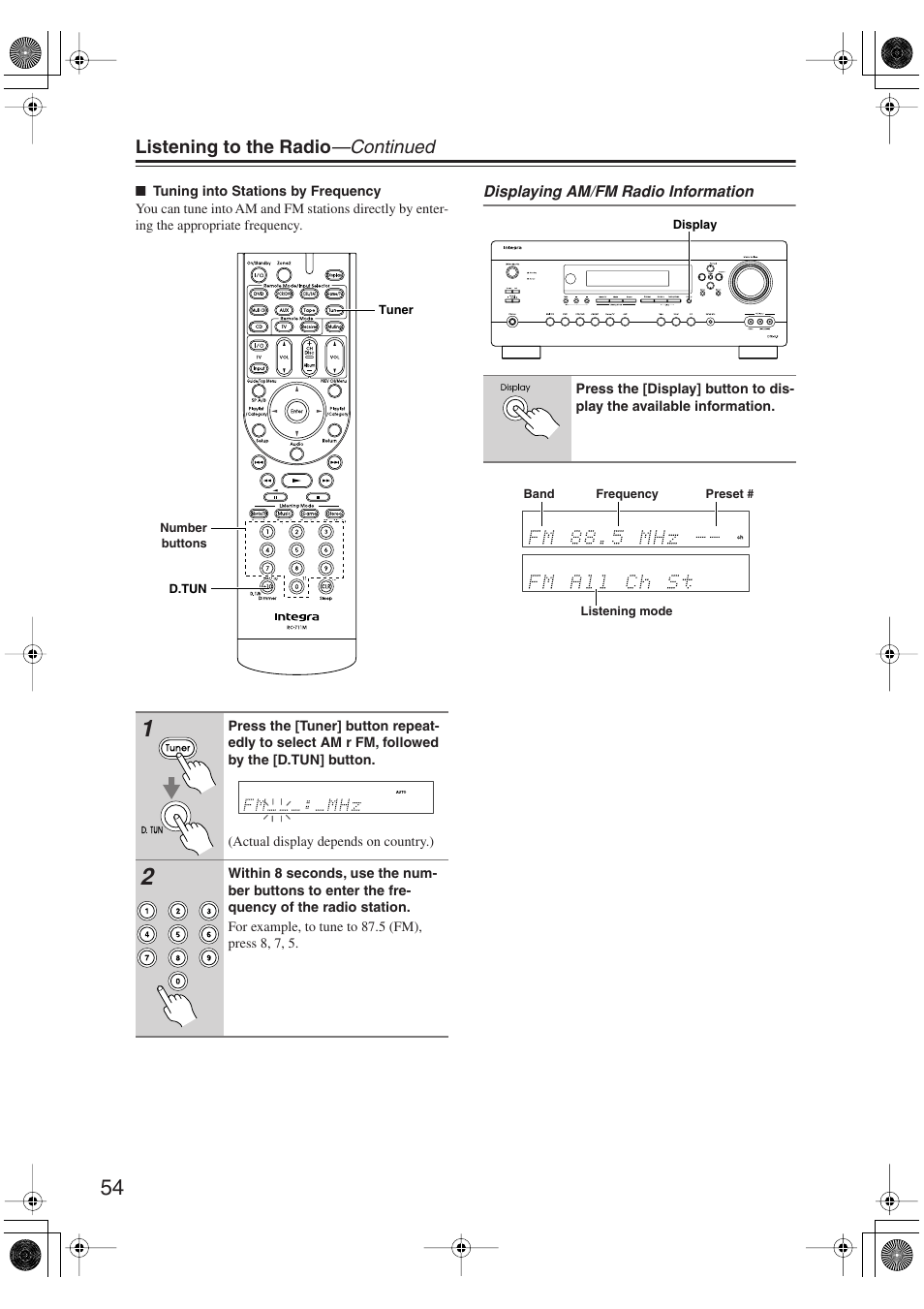 Uttons (54), Utton (54) | Integra DTR-5.9 User Manual | Page 54 / 116