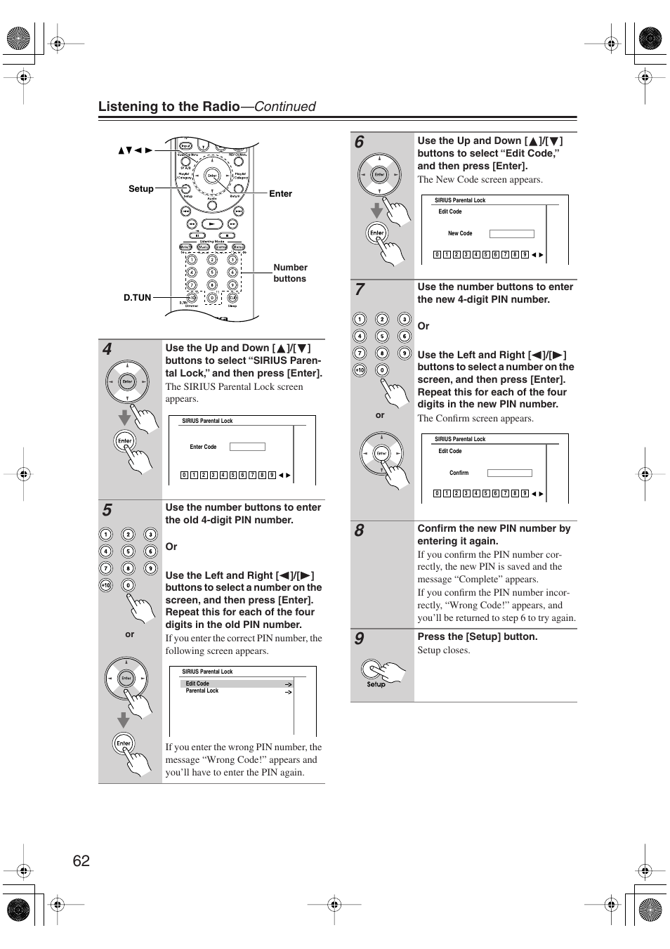 Listening to the radio —continued | Integra DTR-5.9 User Manual | Page 62 / 116