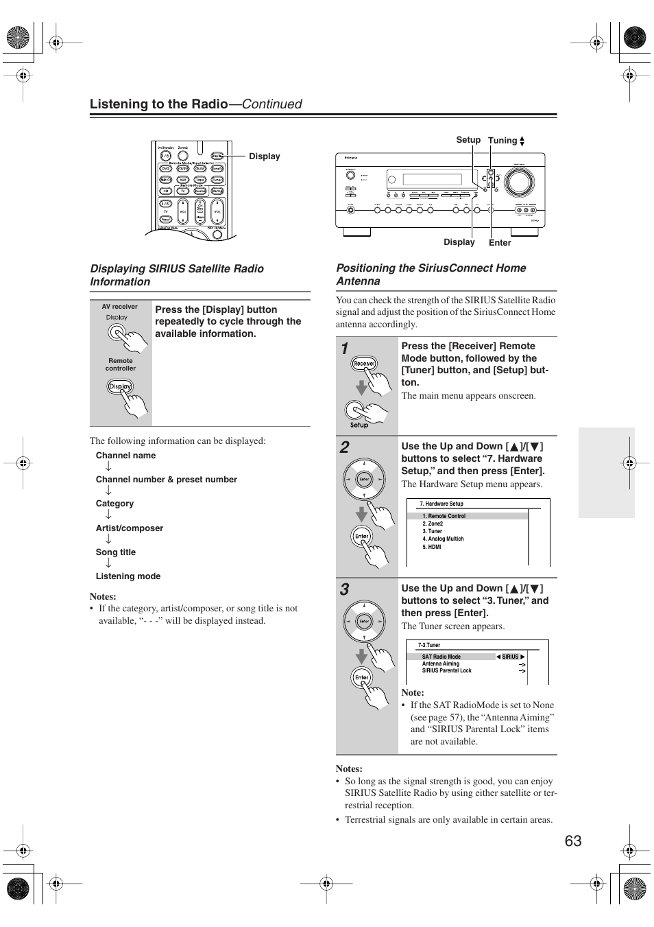 Listening to the radio —continued | Integra DTR-5.9 User Manual | Page 63 / 116
