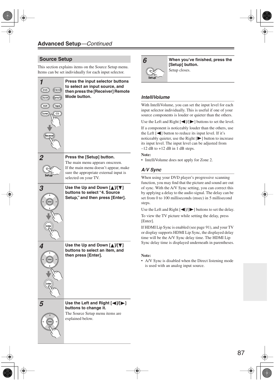 Source setup | Integra DTR-5.9 User Manual | Page 87 / 116