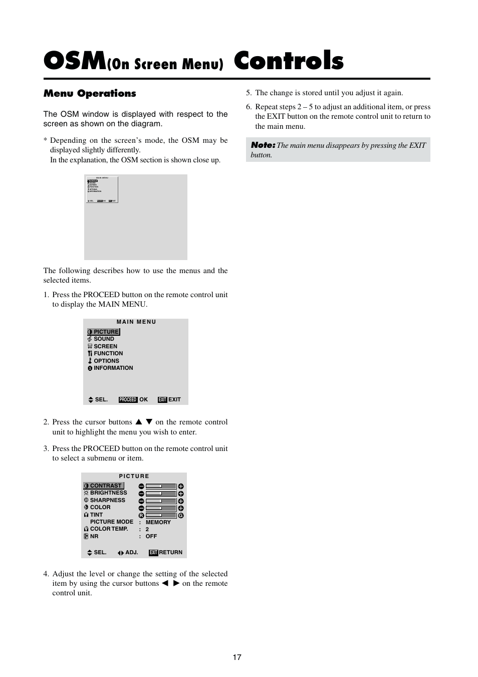 Controls, On screen menu), Menu operations | Integra PLA-50V1 User Manual | Page 23 / 57