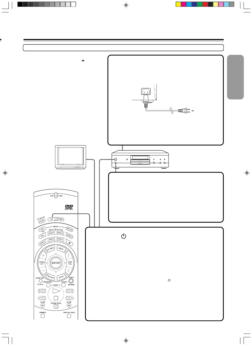 Connecting the power/ turning on the dvd player, Press power to switch on the main power, Before connecting the power | Integra DPS-9.1 User Manual | Page 17 / 64