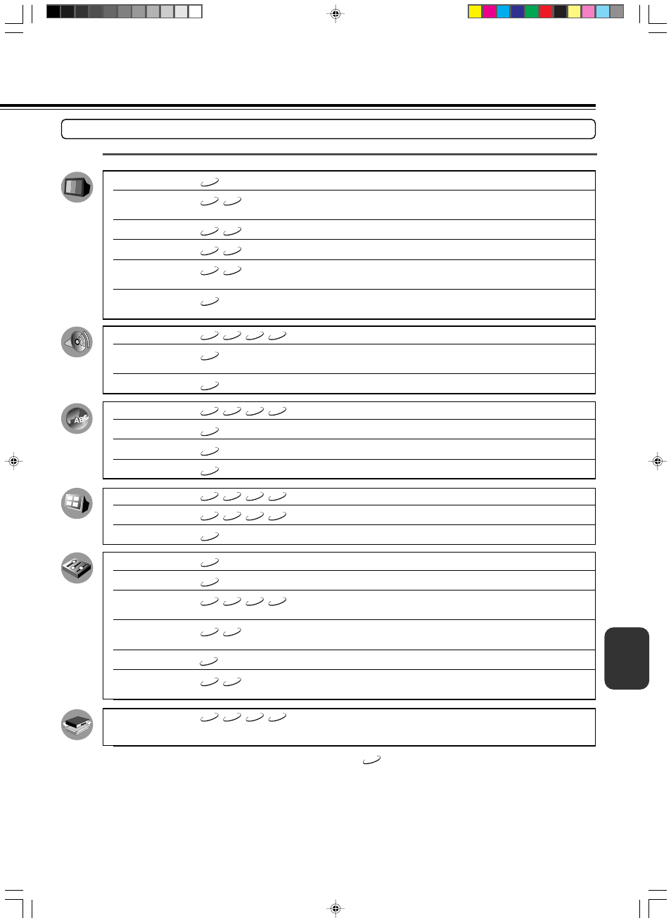 Reference table of the setting menu | Integra DPS-9.1 User Manual | Page 45 / 64