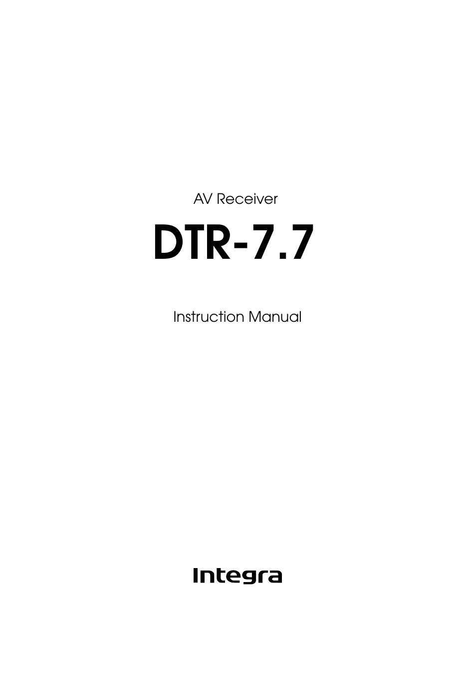 Integra DTR-7.7 User Manual | 96 pages