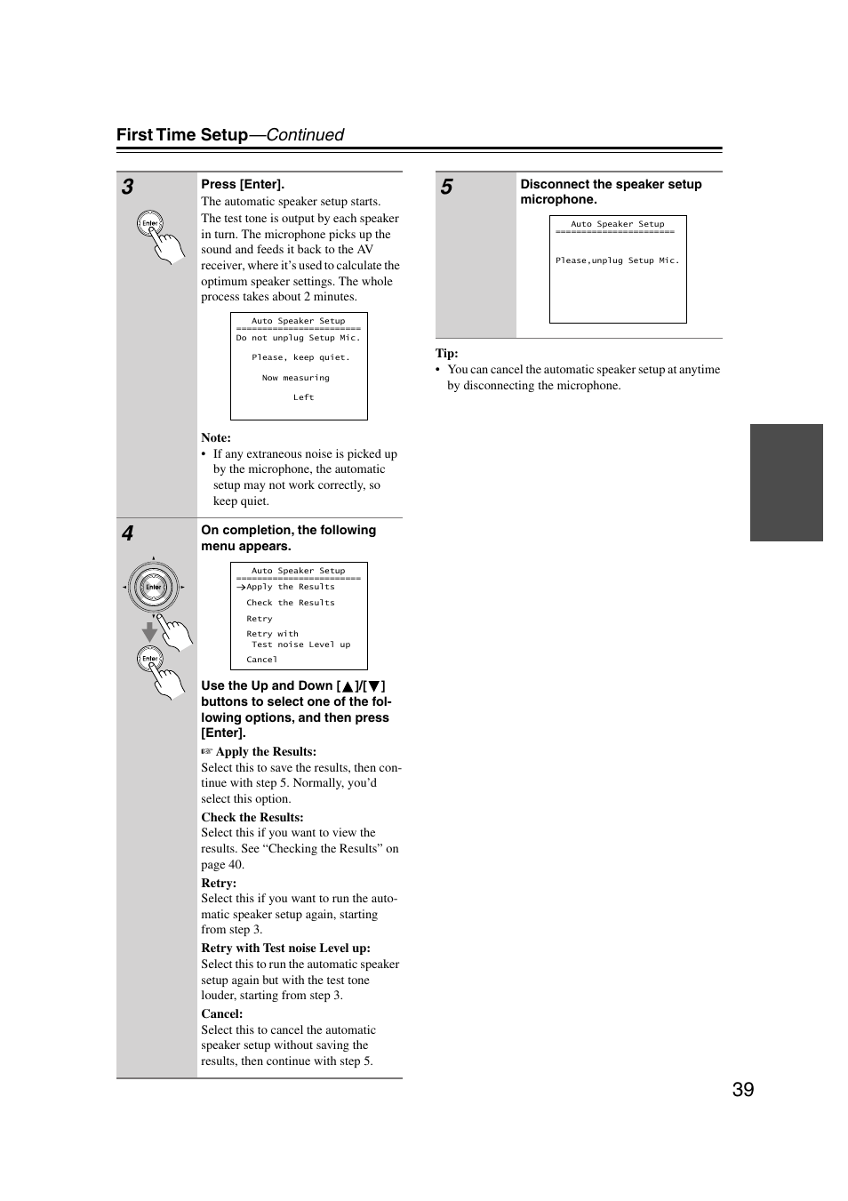 First time setup —continued | Integra DTR-7.7 User Manual | Page 39 / 96