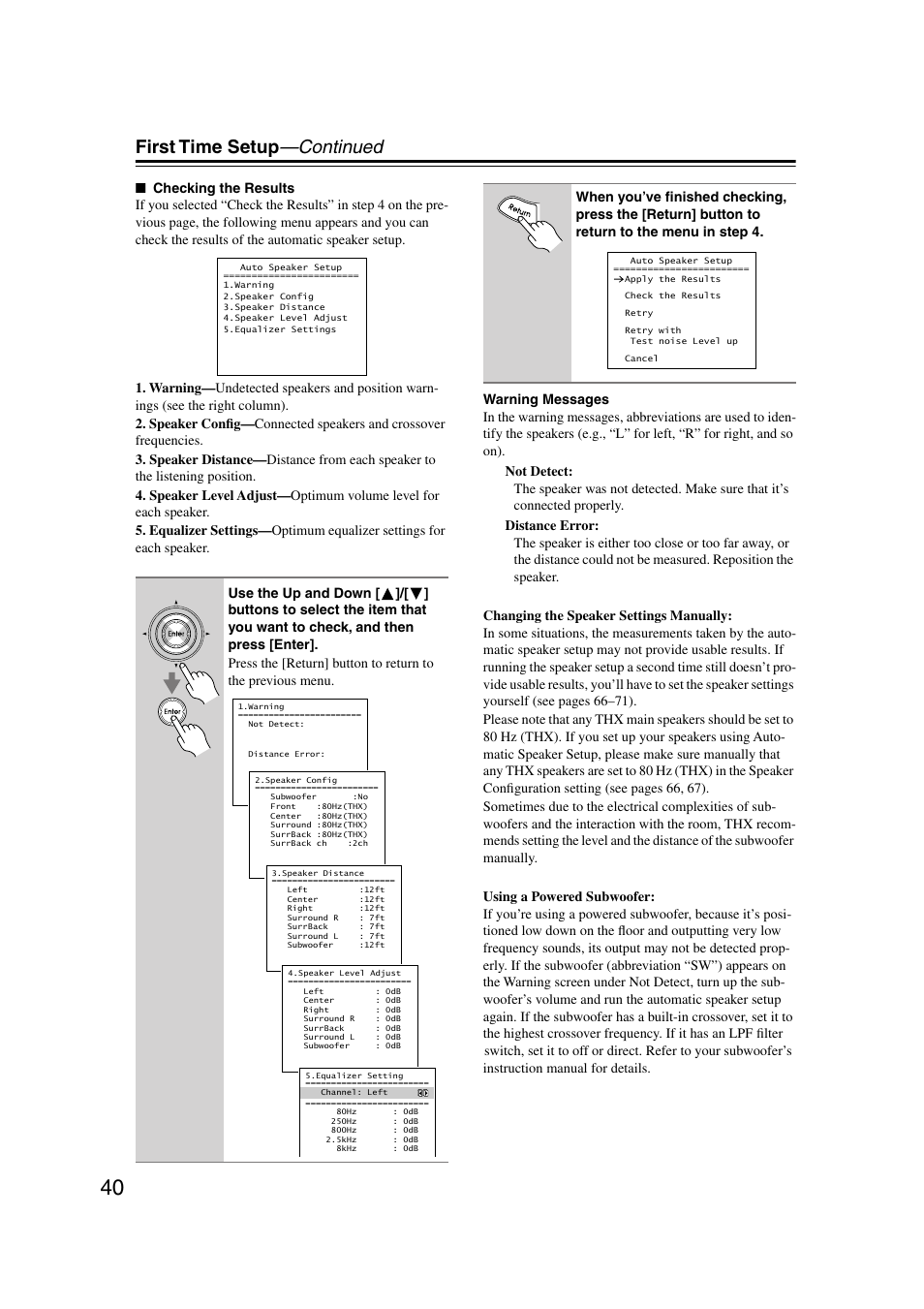 First time setup —continued | Integra DTR-7.7 User Manual | Page 40 / 96