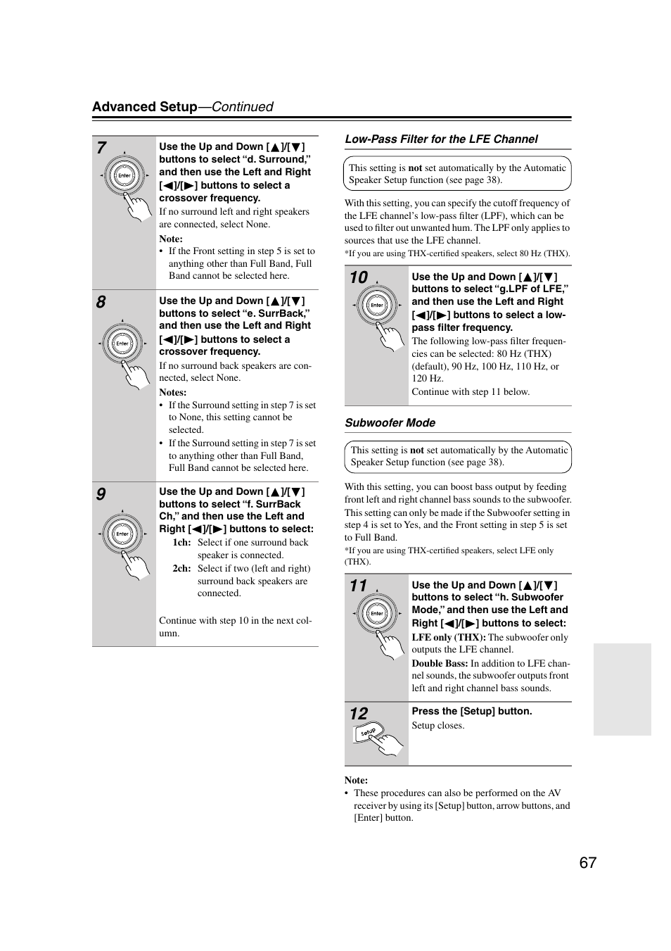 Advanced setup —continued | Integra DTR-7.7 User Manual | Page 67 / 96