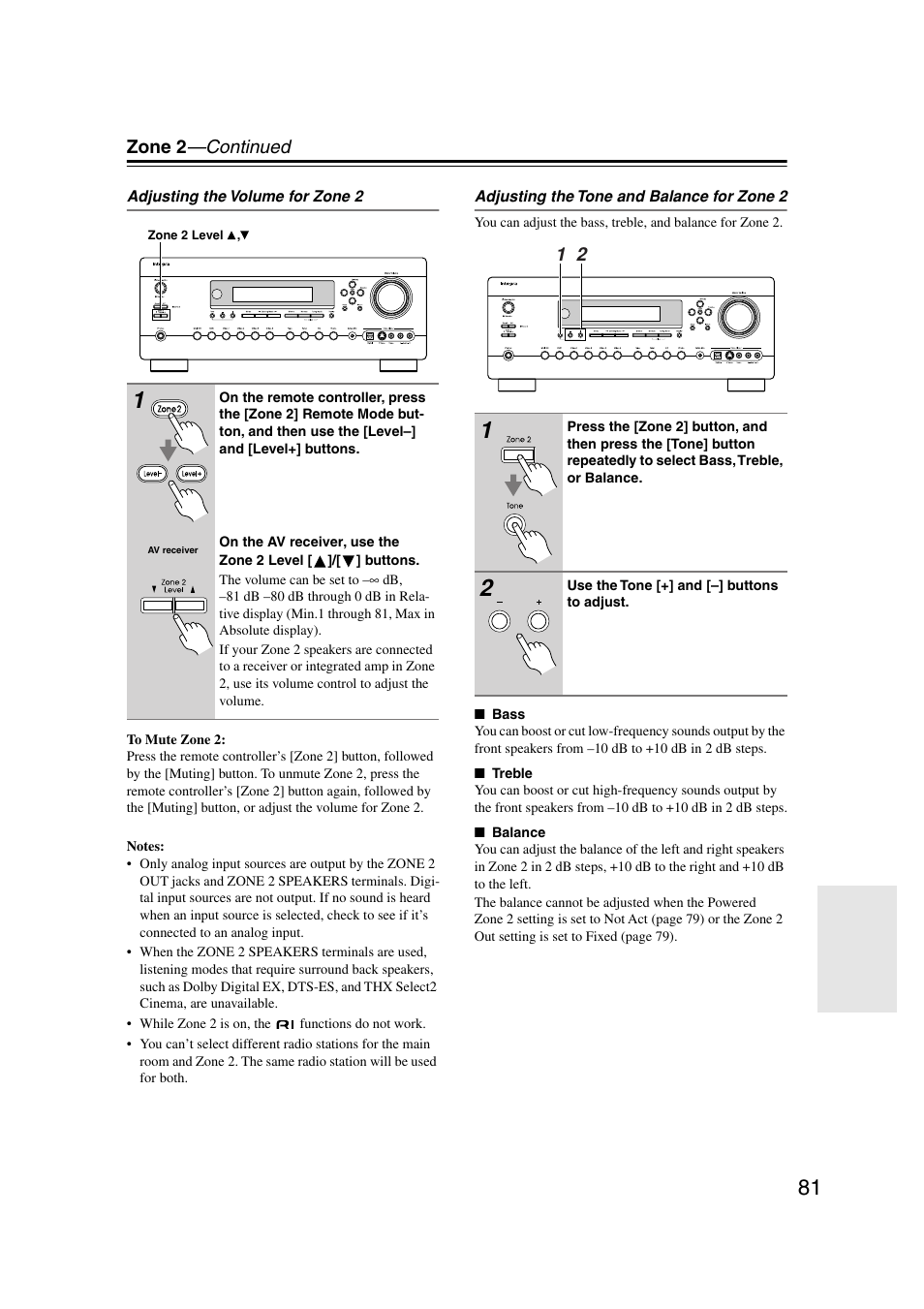 Uttons (81), Zone 2 —continued | Integra DTR-7.7 User Manual | Page 81 / 96