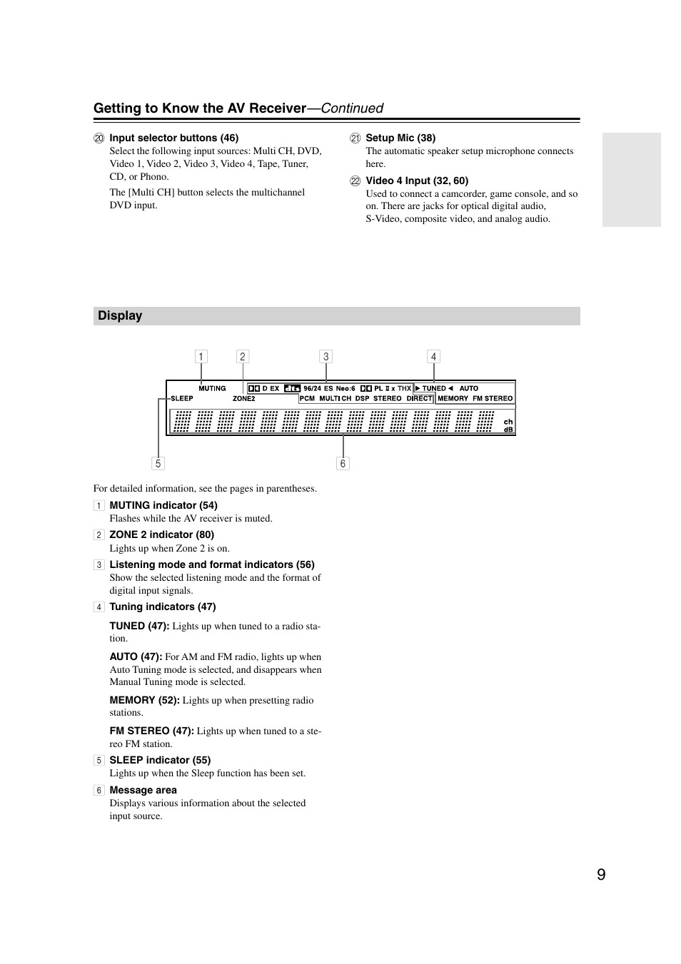 Display | Integra DTR-7.7 User Manual | Page 9 / 96