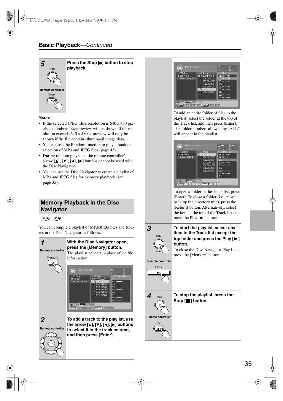 Basic playback —continued | Integra DPC-8.5 User Manual | Page 35 / 68