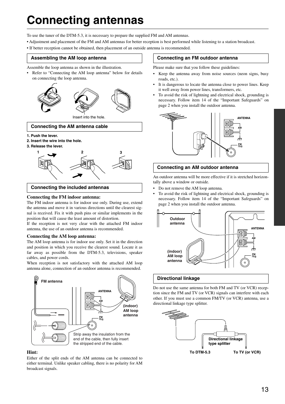 Connecting antennas | Integra DTM-5.3 User Manual | Page 13 / 32
