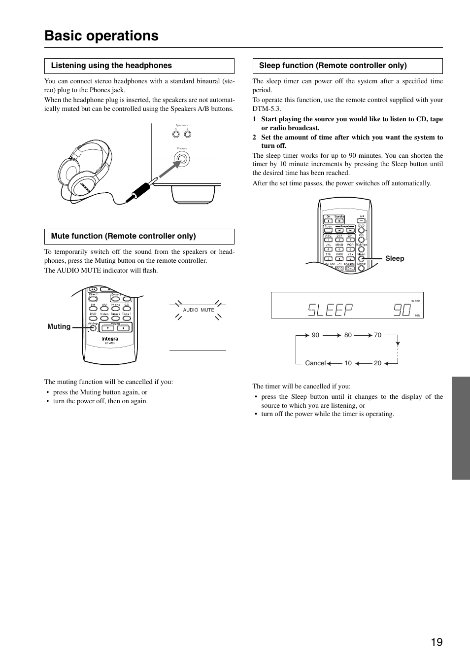 Basic operations | Integra DTM-5.3 User Manual | Page 19 / 32