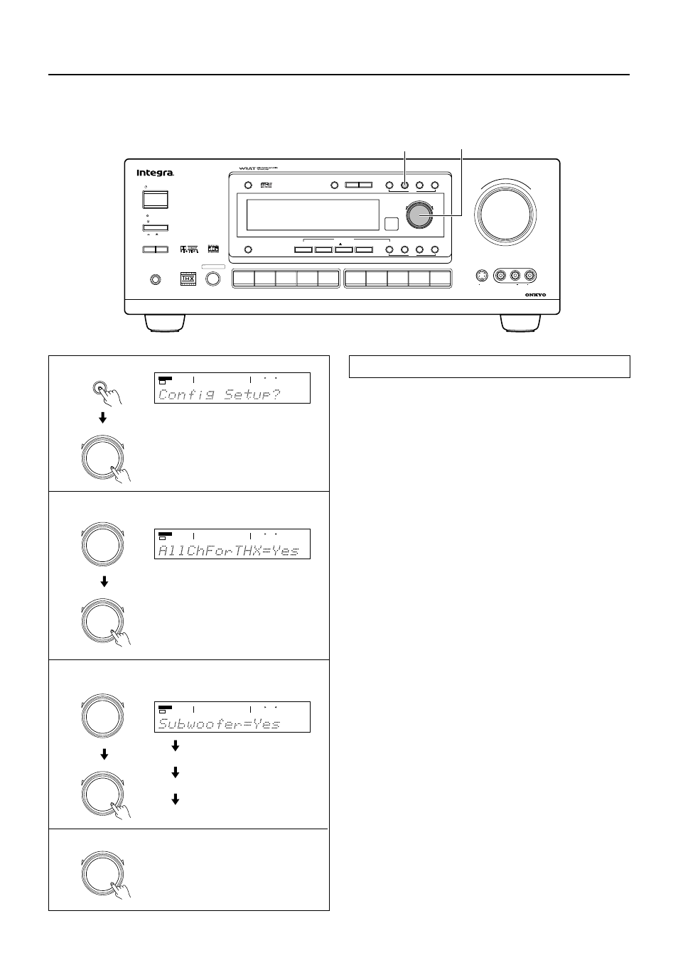 Setting the speaker configuration, Setting the speaker configuration parameters, Front center surround | Dtr-7 only | Integra DTR-7 User Manual | Page 18 / 64