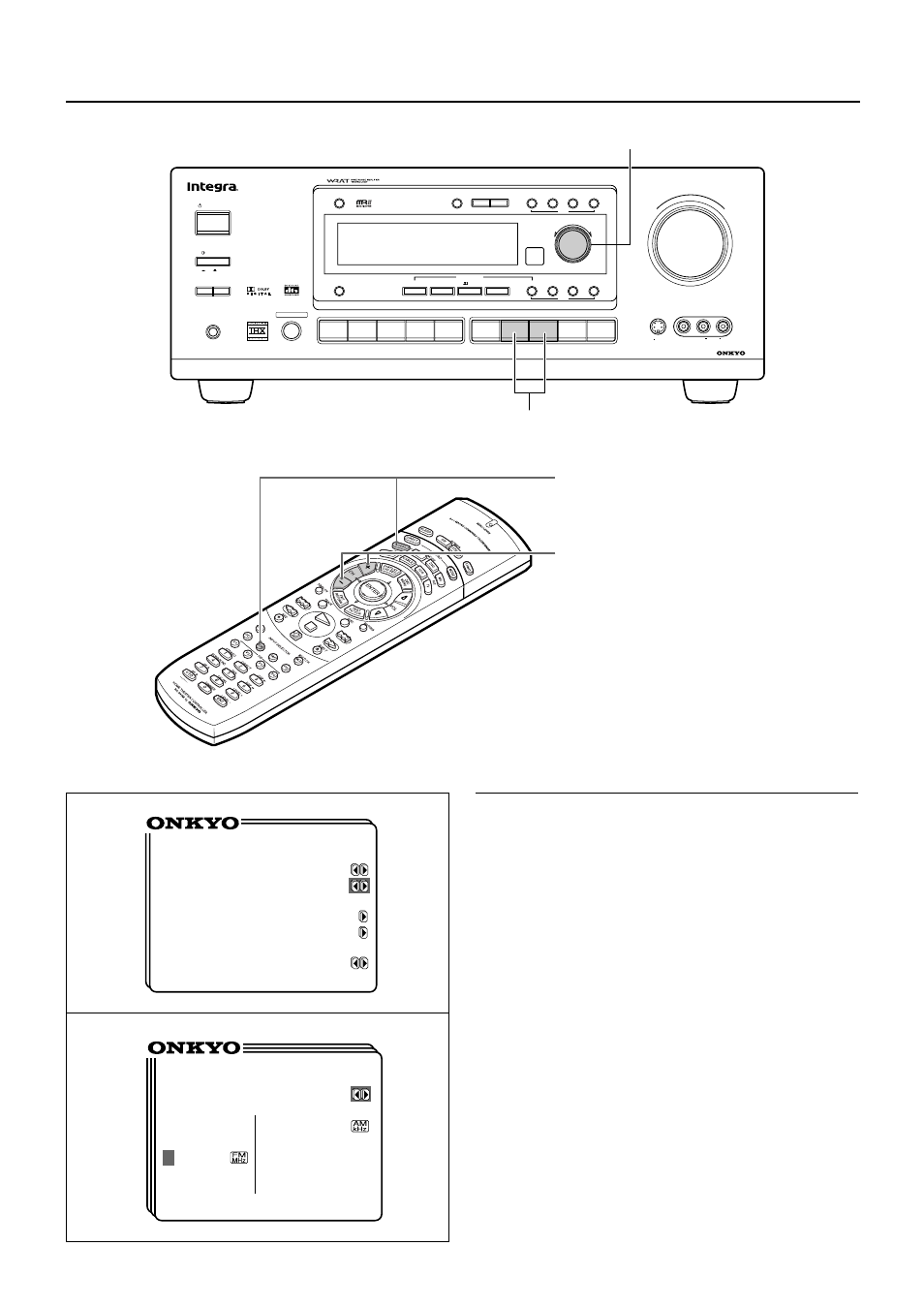 Selecting a preset station, Using the on-screen display, Press the am or fm button | Rotate the smart scan controller | Integra DTR-7 User Manual | Page 32 / 64