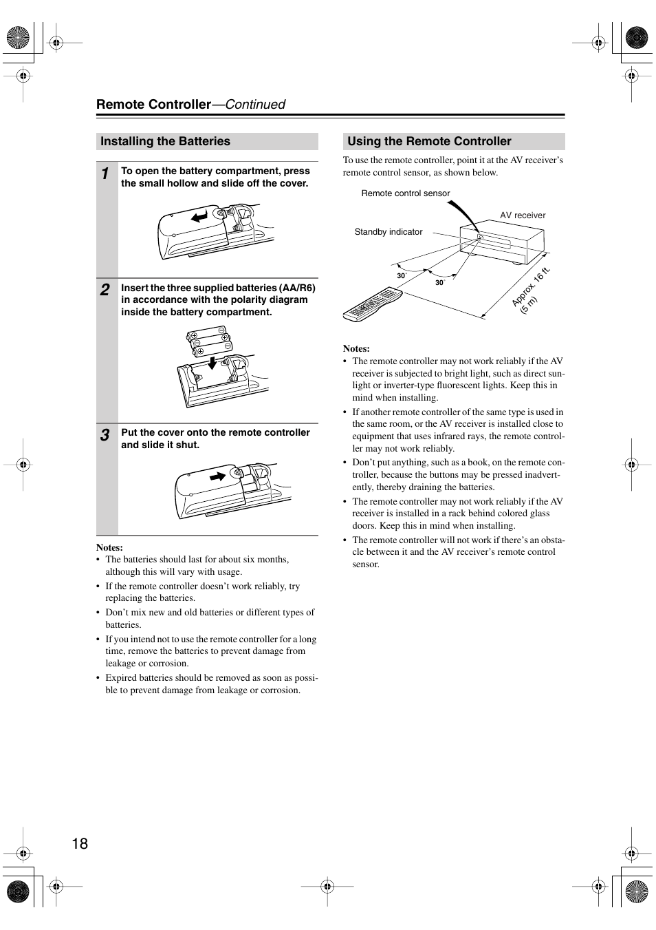 Remote controller —continued | Integra DTR-4.5 User Manual | Page 18 / 84