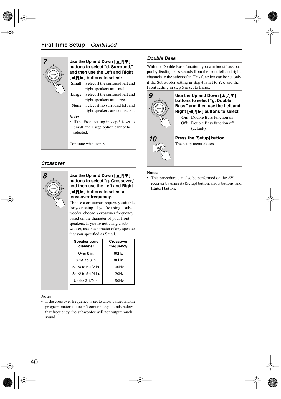 First time setup —continued | Integra DTR-4.5 User Manual | Page 40 / 84
